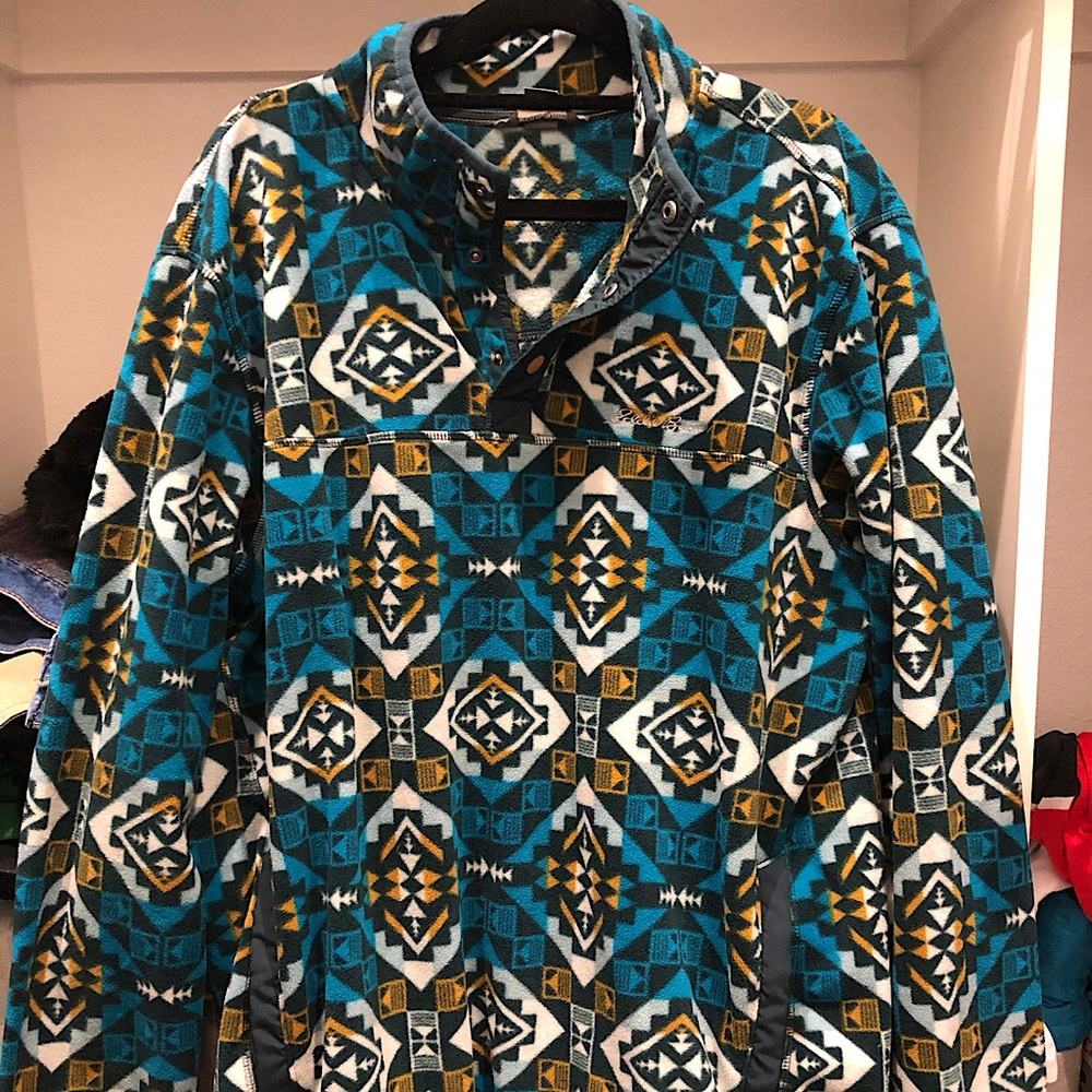 Eddie Bauer Aztec quarter zip/ snap fleece size Large